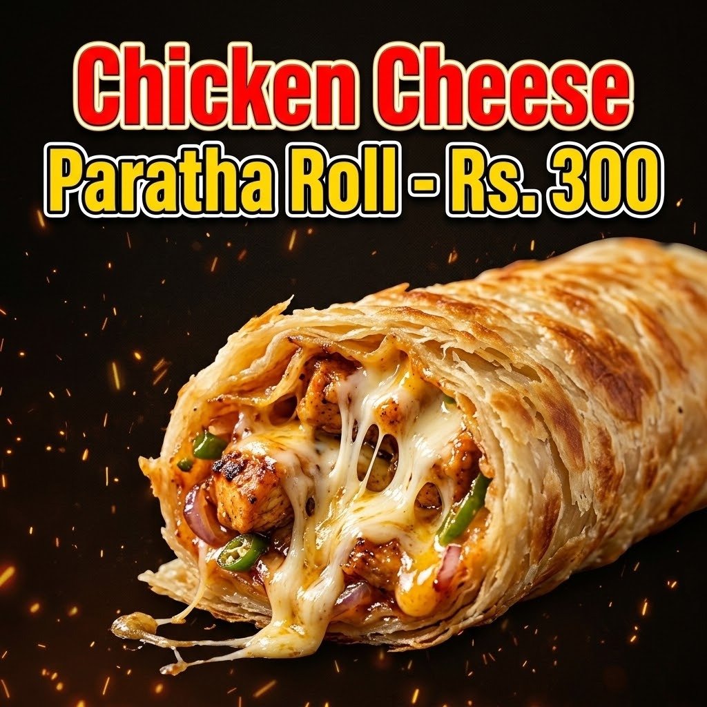 Chicken Cheese Paratha Roll - چکن چیز پراٹھا رول
