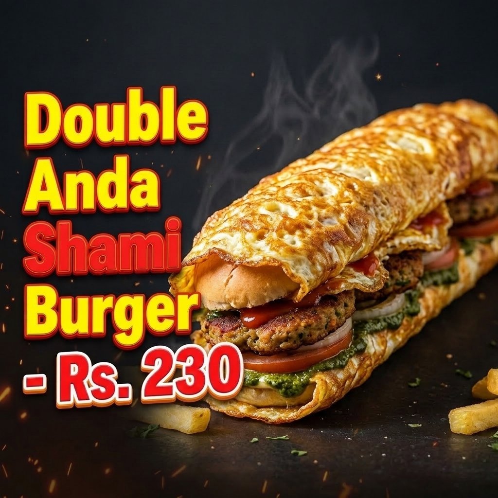 Double Anda Shami Burger - ڈبل انڈہ شامی برگر