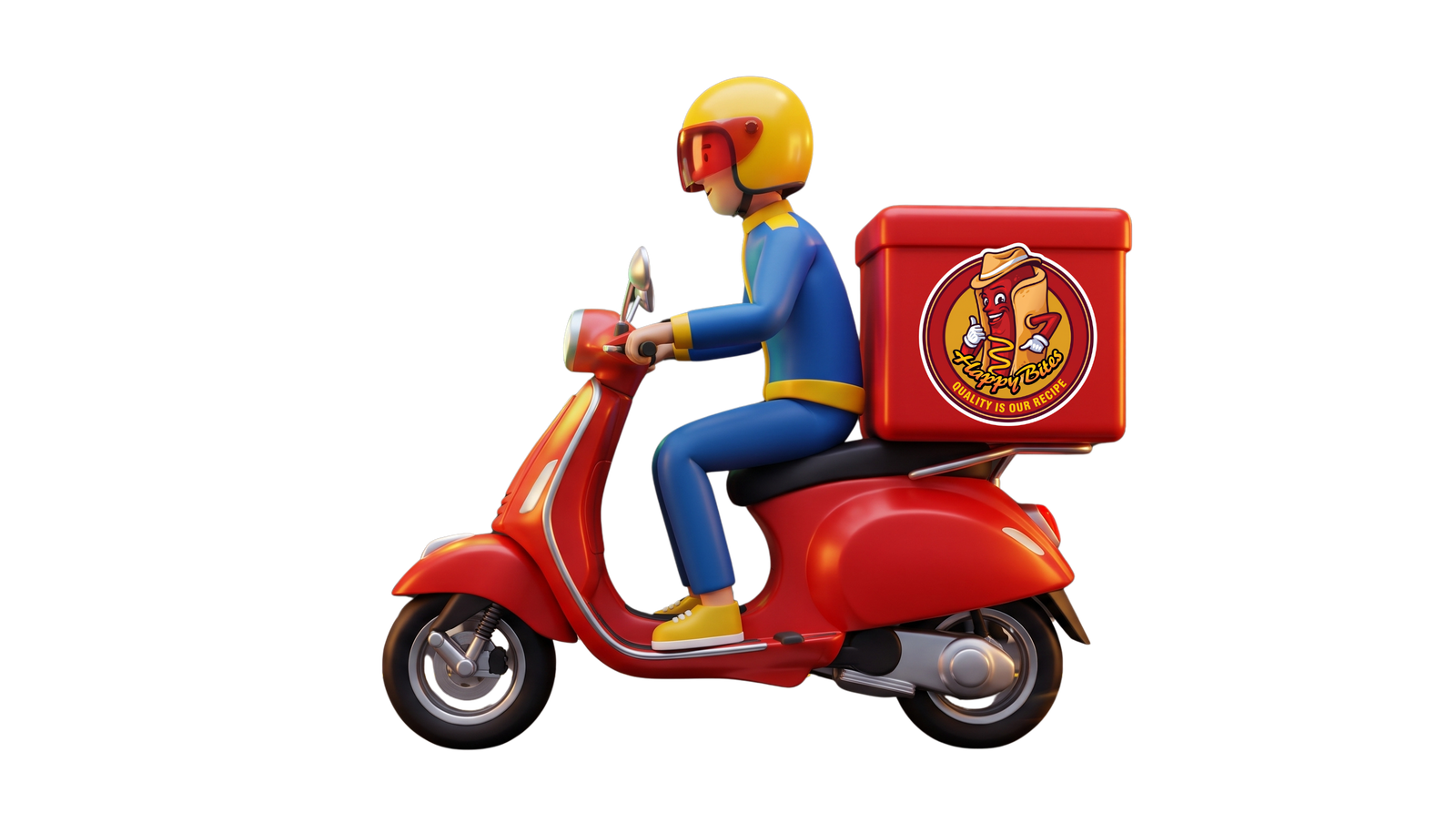 Happy Bites Delivery Scooter Heading Left