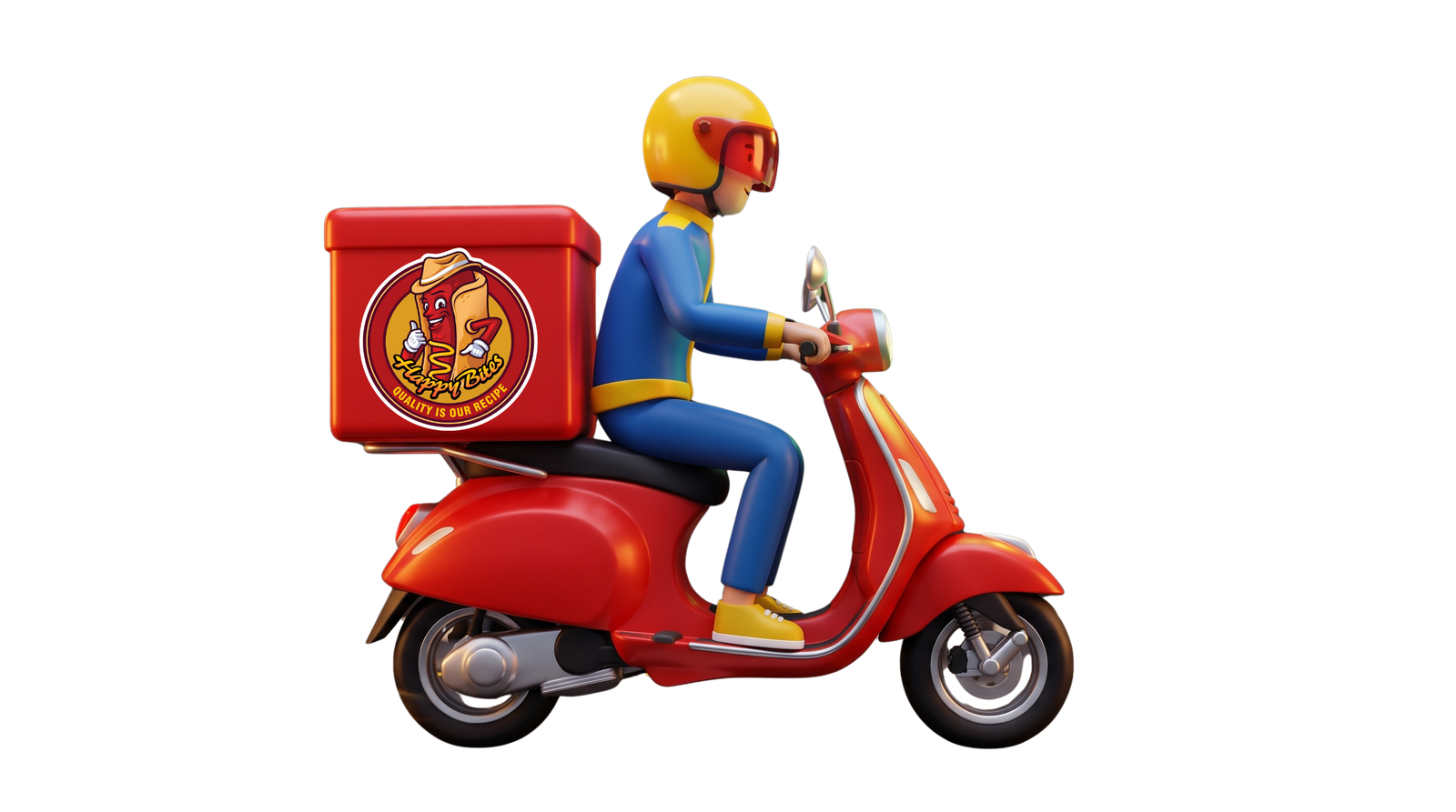 Happy Bites Delivery Scooter Heading Right